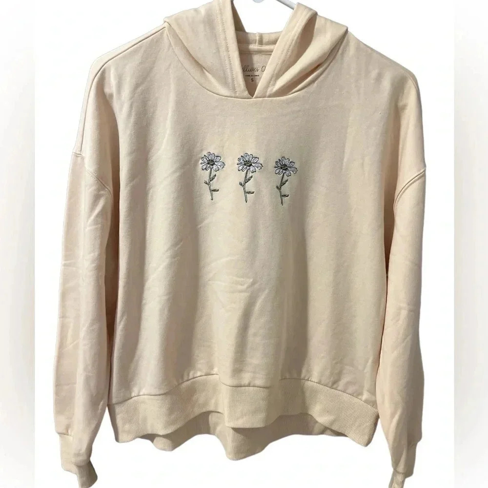 Rebellious One Hoodie with Daisies - Size Small